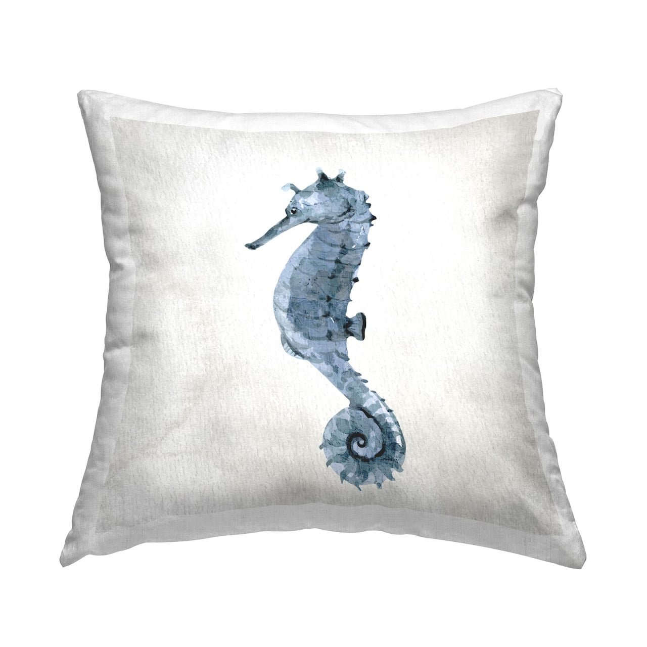 Stupell Industries Navy Blue Seahorse Watercolor Detail Sea Life Throw Pillow, 18" x 18"